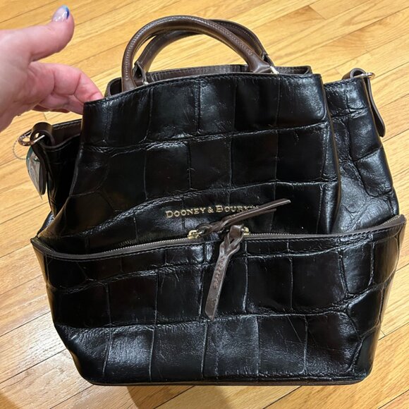 Dooney & BourkeLeather Embossed CamdenCroco Satchel Shopper Shoulder Bag - Picture 1 of 14